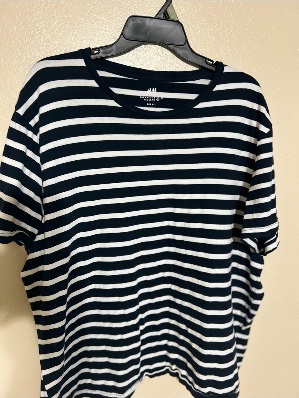 H&M Black and White Striped Crewneck Tee